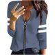 thumbnail image 1 of Blusa informal de manga larga con estampado de rayas y cremallera con cuello en V para mujer Fridja  fhghd2641, 1 of 5