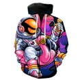thumbnail image 1 of Sudadera con capucha y cremallera para hombre, diseño de astronauta de dibujos animados, estilo hip hop, con estampado 3D, manga larga y capucha, para primavera, 1 of 6