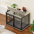 thumbnail image 3 of Vivifying Furniture dog crate sliding iron door dog crate with mat. (Grey,43.7''W x 30''D x 33.7''H), 3 of 9