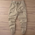 thumbnail image 7 of Men's Full Elastic Waist Casual Cargo Pants Relaxed Fit Taper Fit Lightweight Pull On Workwear Pant with Muti Zipper Pocket and Drawstring (Regular and Big & Tall) Size M-5XL Khaki, 7 of 7
