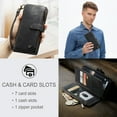 thumbnail image 4 of Allytech Wallet Case for iPhone 14, Card Slots + Cash Slot + Zipper Pocket Large Capacity PU Leather Case with Hand Strap, [All-Round Shockproof] Wireless Charging Kickstand Case, Black, 4 of 10