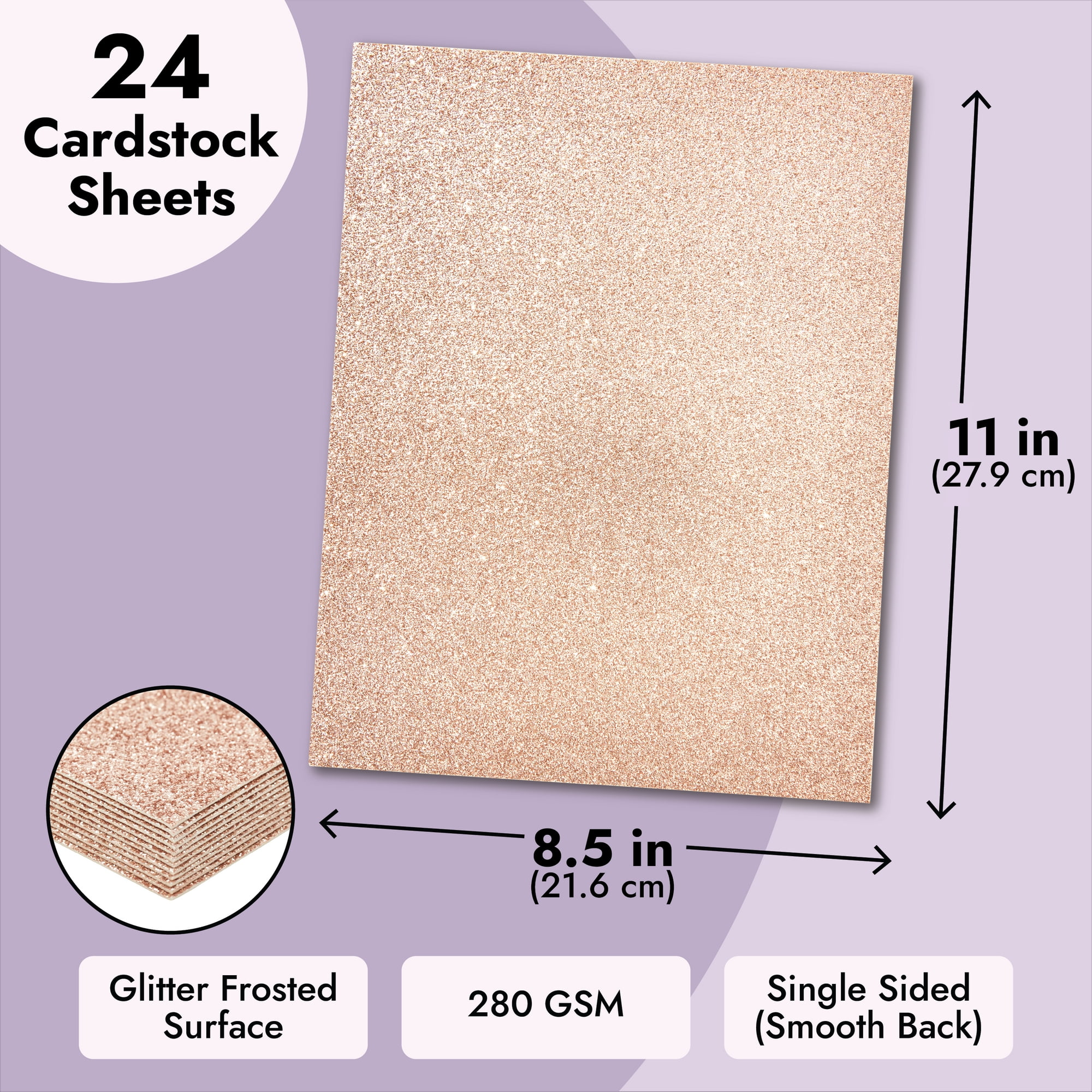 Glitter Cardstock Rose 8 1/2 x 11 81# Cover Sheets Bulk Pack of 10