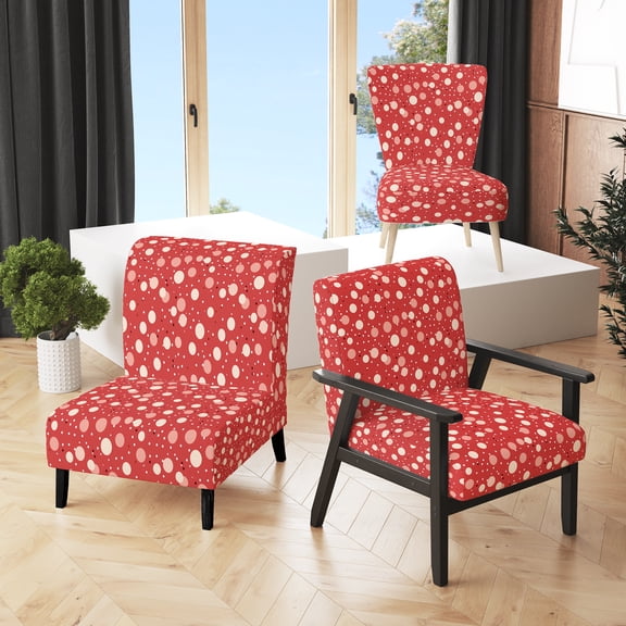 Designart "Polka Dots In Playful Arrangement III" Pink Polka Dots Upholstered Accent Chair - Modern Arm Chair For Living Room