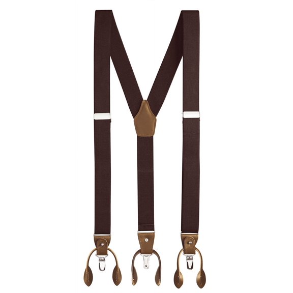 Buyless Fashion Suspenders For Men - 48" Adjustable Straps 1 1/4" - Y Back With Clips And Buttons - 5120-Brown