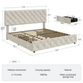 thumbnail image 2 of TROPOW Queen Bed Frame,with 4 Storage Drawers and Adjustable Headboard, Linen Upholstered Platform Bed Frame, Diamond Stitched Button Tufted, No Box Spring Needed,Off White, 2 of 9
