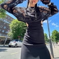 thumbnail image 4 of Women Crochet Sweater Long Sleeve Hollow Out Knit Oversized Punk Goth Top, 4 of 11