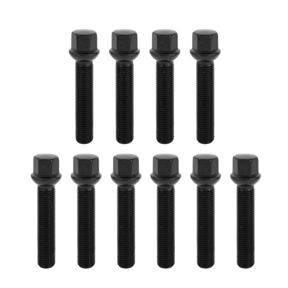 Unique Bargains M14x1.5mm Ball Seat Wheel Lug Bolt for Volkswagen for Audi 19mm Hex 65mm Shank Black 10 Pcs