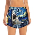 thumbnail image 2 of Balery Vintage Starry Sky Shark Pattern Women's Running Shorts with Liner 2 Pockets Elastic Workout Athletic Gym Yoga Shorts-XX-Large, 2 of 7