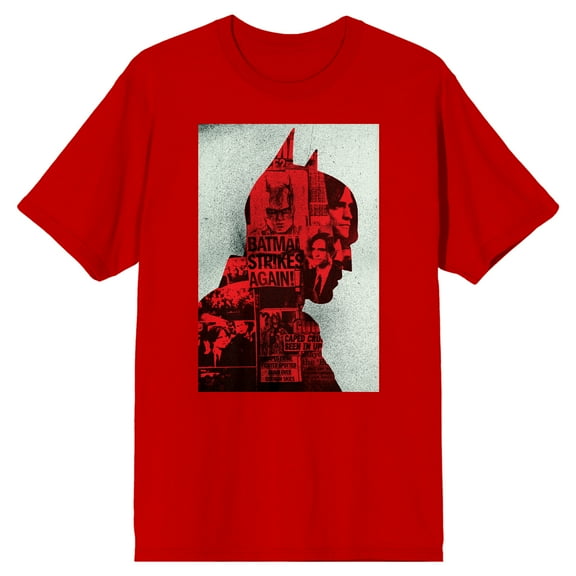 The Batman Silhouette Strikes Again Men's Red T-Shirt-Medium