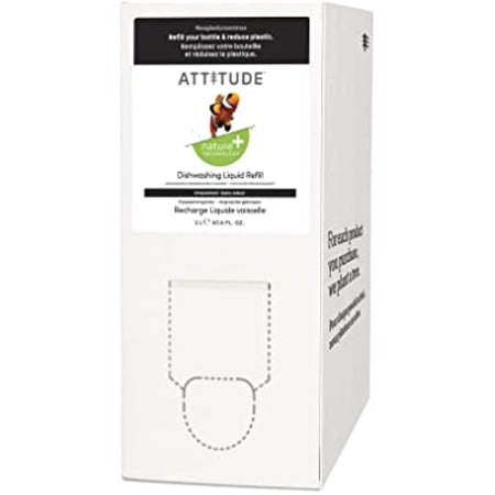 Attitude Liquid Dish Soap, Bulk Refill Format, Plant- And Mineral-Based Effective Formula, Hypoallergenic Vegan And Cruelty-Free, Unscented, 67.62 Fl Oz