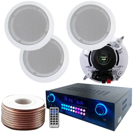 Technical Pro 2000W Bluetooth Amplifier with 4 In-Wall In-Ceiling Speakers Kit