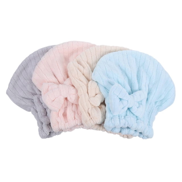 Toallas para secar el cabello, paquete de 4 unidades, turbante de microfibra suave para un secado rápido y reducción del daño por calor.