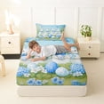 thumbnail image 4 of Erosebridal Blue Bow Rabbit Kid Twin Sheet Sets, Easter Eggs Flower Bedding, 3pcs, 4 of 5