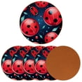 thumbnail image 2 of Seven Starred Ladybird Round Microfiber Leather Drink Coasters (6PCS) - Set of 6 Coasters, 11x11 cm/4.3x4.3 in, Stylish for Your Table - Black Color, 2 of 6