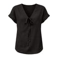 thumbnail image 5 of Tweang Cotton Tunic Tops for Women Women 2026 Loose Fit Tops Womens Cotton Linen Tunic Boho Ethnic Style Peasant Tee Womens Cotton Linen Button Down Shirts Summer Floral Short Sleeve Tee Black L, 5 of 8