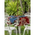 thumbnail image 2 of Outdoor Tablecloth with Umbrella Hole and Zipper, Red Christmas Round Table Cloth 54 Inch Waterproof Tablecloth, Xmas Tree Gingerbread Snowman Winter Picnic Table Cover for Patio Camping, 2 of 7