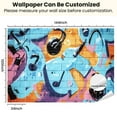 thumbnail image 3 of Peel and Stick Wallpaper Canvas Music Graffiti Abstract City Brick Wall Hip hop Murals Bar Ktv Modern Art Wall Mural Decor Self Adhesive and Removable 100in x 144in, 3 of 7