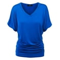 thumbnail image 2 of Made by Johnny V Neck Short Sleeve Dolman Top with Side Shirring XS ROYAL_BRITE, 2 of 6