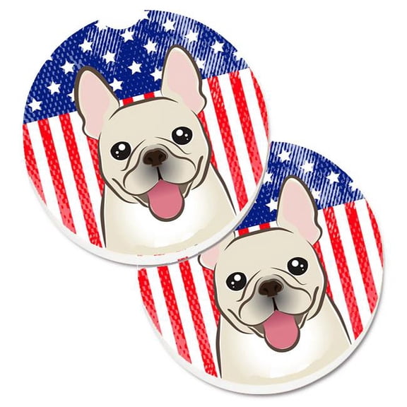 American Flag & French Bulldog Set of 2 Cup Holder Car Coaster