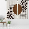 thumbnail image 3 of Brown Abstract Boho Mid Century Small Kitchen Curtains Modern Leaf Window Treatment Plant Chic Cafe Short Window Curtains for Bathroom Dining Laundry Room Tier Treatment Drapes 27.5x39 inch, 3 of 6