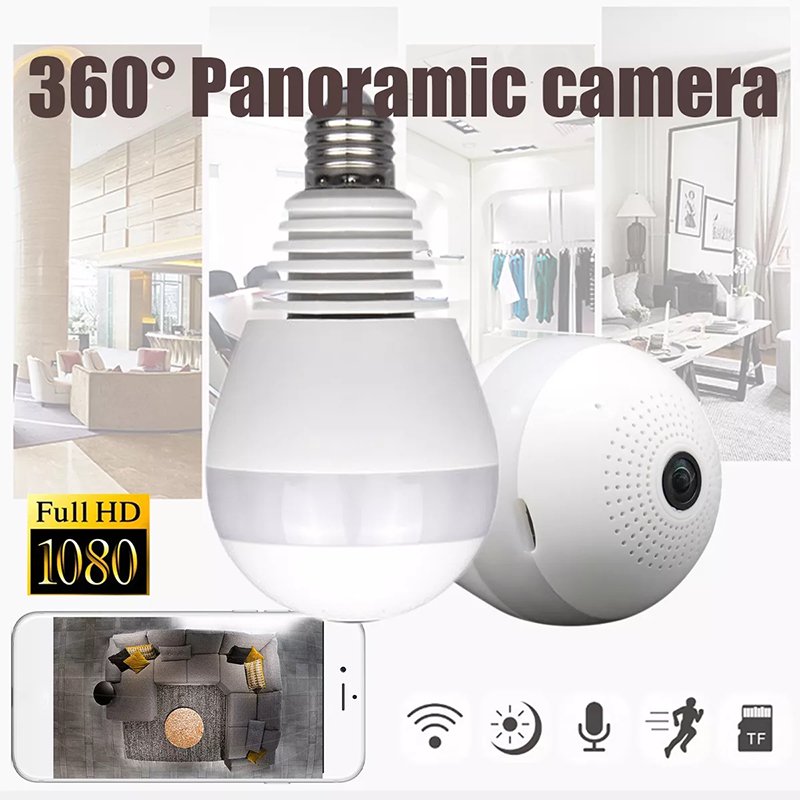 360° Panoramic HD Smart WiFi Control Lamp Bulb Antitheft Security