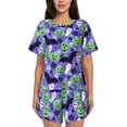 thumbnail image 1 of Fotbe Cute Halloween Conjunto de Pijama Estampado para Mujer, 2 Piezas, Ropa de Dormir con Camiseta de Manga Corta y Shorts Suaves-4X-Large, 1 of 6