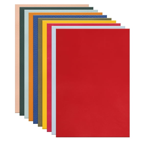 Uxcell 10Pcs Leather Hide, 12x8" Leather Pieces Artificial Cow Leathers for Craft, Colorful Tone