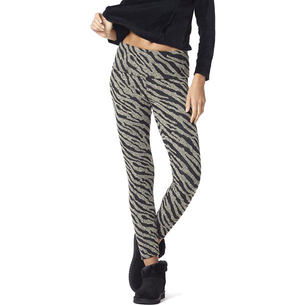 HUE Women's Fairisle Brushed Fleece Relaxed Leggings – Cozy Winter Pajama Pants With Print