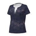 thumbnail image 2 of Goofa Sunflowers Pattern Womens Deep V Neck Low Cut Tops Casual Summer Short Sleeve Ribbed Knit T-Shirts-Medium, 2 of 5