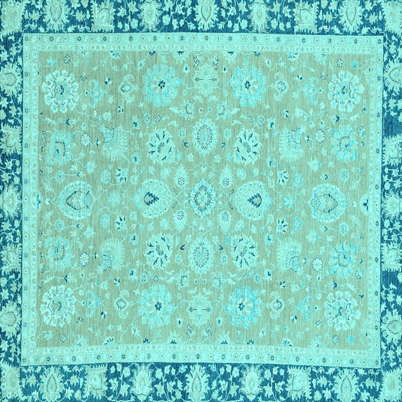 Ahgly Company Indoor Square Oriental Light Blue Traditional Area Rugs, 5' Square
