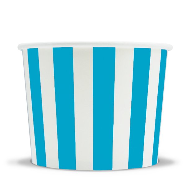 Frozen Dessert Supplies 12 oz Blue Striped Madness Paper Ice Cream Cups Comes In Many Colors