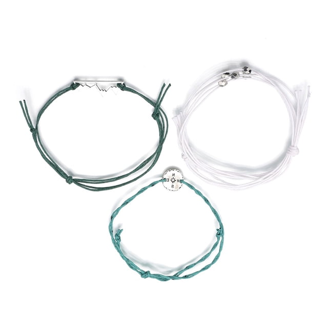Qarigey 3 Pieces Waxed Mountain Bracelet Simple Rustproof Alloy Accessories DIY Exquisite Bangle Jewelry Craft Climbers Chains Type1 NO1