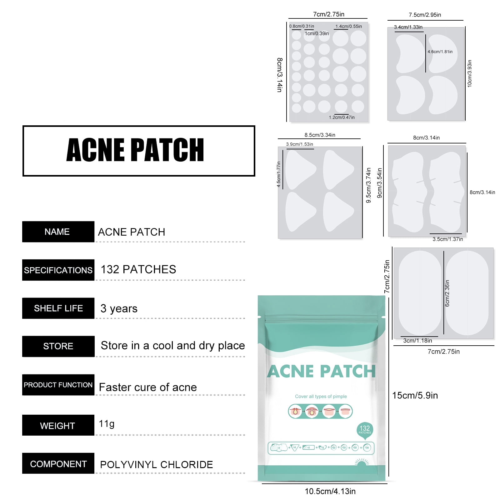 Alvantor Acne Patches Hydrocolloid Pimple Patches for Face, Zit Cover Invisible Spot Stickers, 132Patches