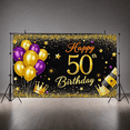 thumbnail image 6 of Glamorous 50th Birthday Banner with Gold Purple Balloons Crowns Background Party Decoration Photography Prop for Birthday Parties Celebrations Events Festivities, 6 of 7
