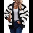 thumbnail image 3 of Suéter de Invierno de Punto Holgado con Rayas y Mangas Farol para Mujer, Moda de Otoño y Negro XL, 3 of 10