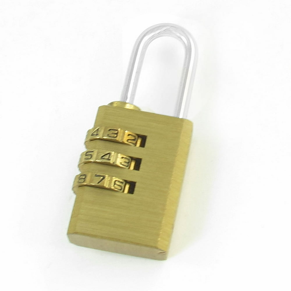 Unique Bargains Gold Tone 3 Digits Lock Resettable Combination Padlock