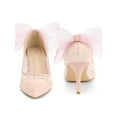 thumbnail image 4 of BLISSFUL STEP Pointed Toe Bow Decor Stiletto Heel Pumps for Women Pink 9, 4 of 4