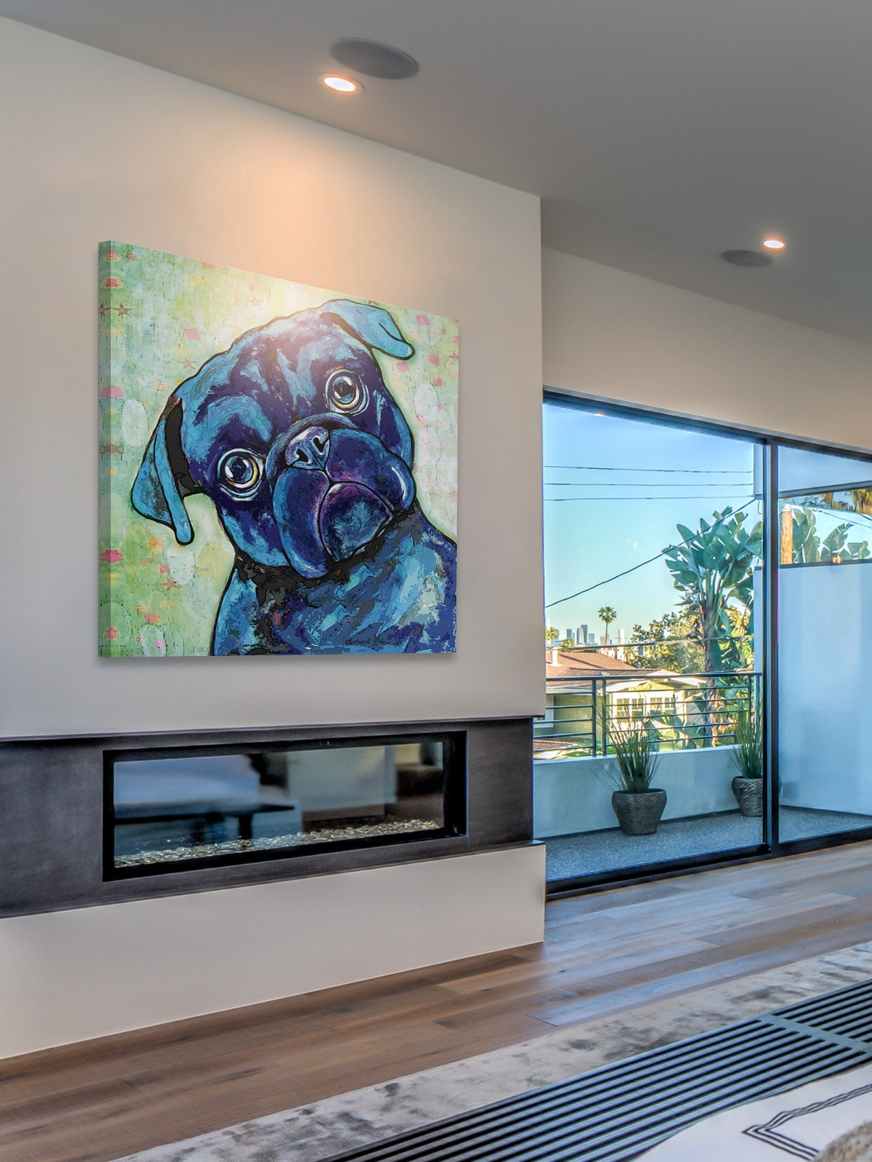 "Black Pug II" Painting Print on Wrapped Canvas