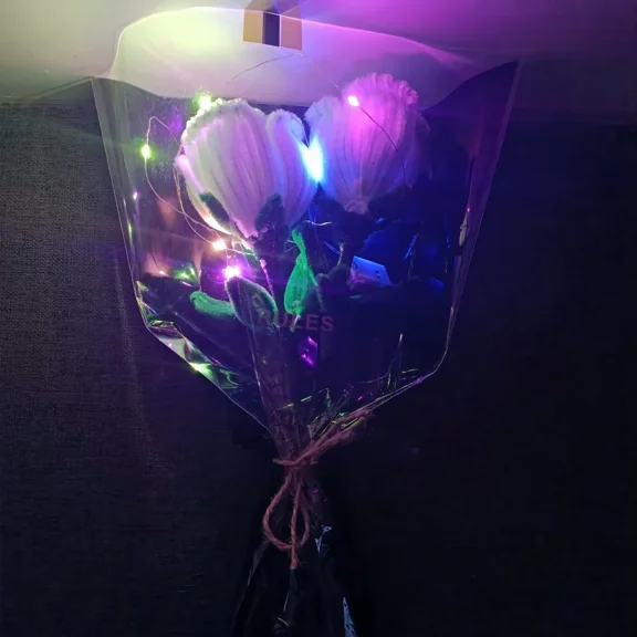 Faux Rose,Artificial Flowers Handmade Rose,LED light,Room Dcor,Home Dcor,Anniversary Gifts,Holiday Gifts,Mothers Day Gifts,Birthday Gifts,Teacher Gifts-2 White Roses Packaged