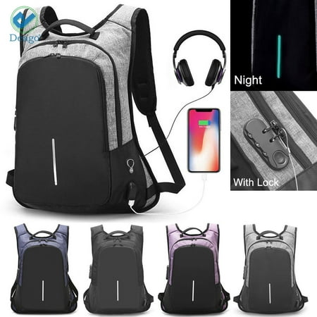 Deago Laptop Backpack, Travel Computer Bag for Women & Men, Anti Theft With Lock, Business School Backpack with USB Charging Port (19.6