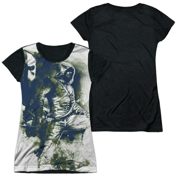 Arrow - Spray Paint - Juniors Teen Girls Black Back Sleeve Shirt - Medium