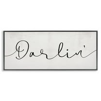 Stupell Industries Darlin' Sentiment Elegant Cursive Typography Painting Black Framed Art Print Wall Art, 30 x 13