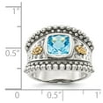 thumbnail image 4 of Shey Couture Sterling Silver with 14K Accent Antiqued Checkerboard Bezel Blue Topaz Ring, 4 of 6