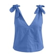 thumbnail image 4 of RQYYD Womens Sleeveless V Neck Tops Casual Bow Tie Strap Blouses Linen Blend Tank Tee Shirts Daily Clothes, 4 of 5