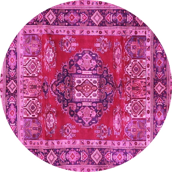 Ahgly Company Indoor Round Persian Pink Traditional Area Rugs, 7' Round