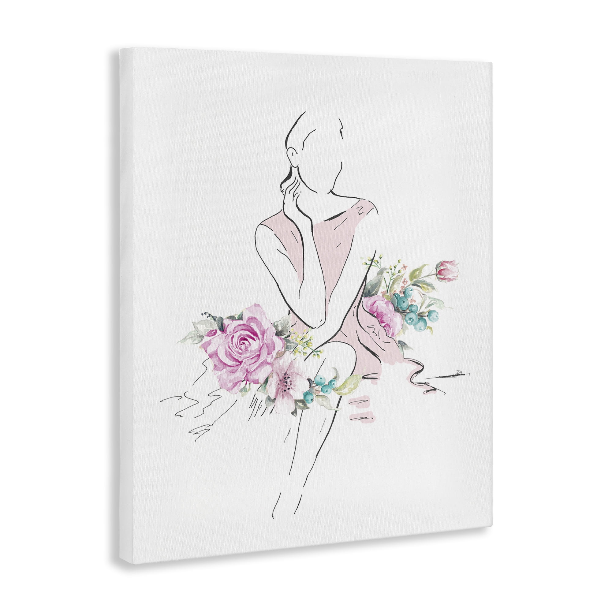 Stupell Industries Soft Floral Fashion Novelty Painting Gallery Wrapped Canvas Art Print Wall Art, 36 x 48