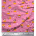 thumbnail image 1 of Soimoi Pink Poly Georgette Fabric Cheese Slice & Rats Kids Print Fabric by the Yard 52 Inch Wide, 1 of 3