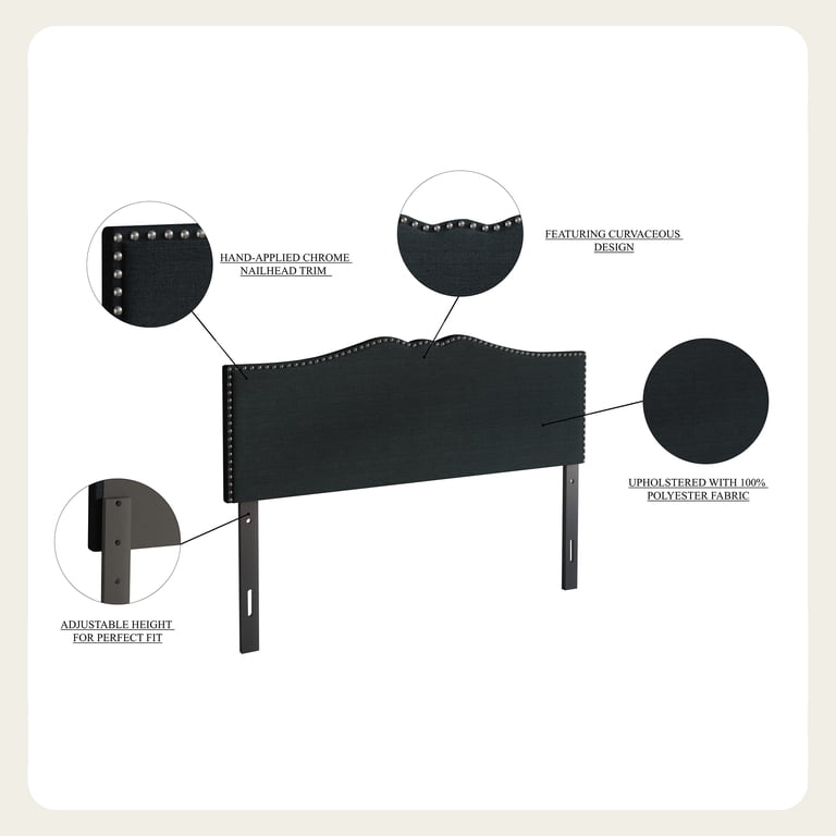 Castle Place Queen Headboard, Curved Nailhead Trim photo 6