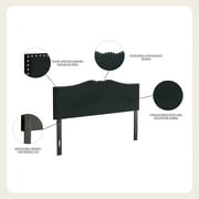 Castle Place Curved Upholstered Nailhead Trim Linen Headboard, Light Grey, Twin