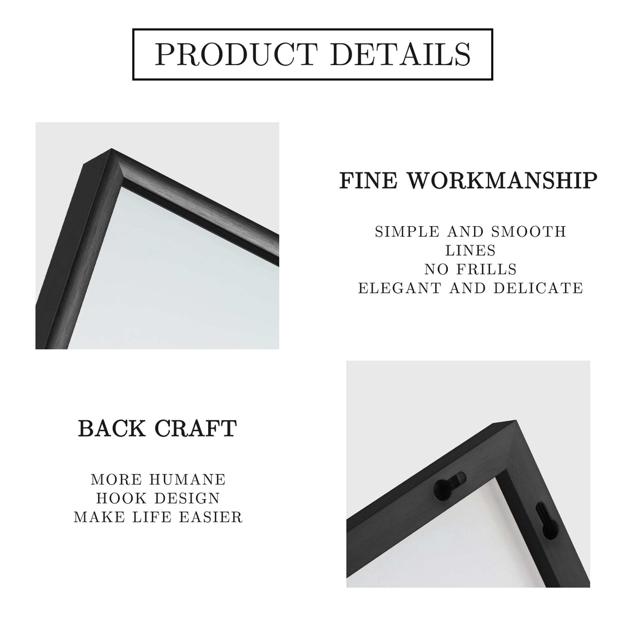 24 in x 71 in Black Modern Full Length Mirror